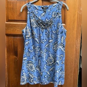 Bejeweled neckline tank top